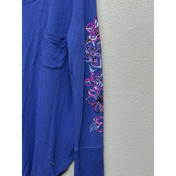 Lilly Pulitzer Luxletic Kerah Lounge Tee Size Medium Moonlight Garden Oversized - Picture 4 of 9